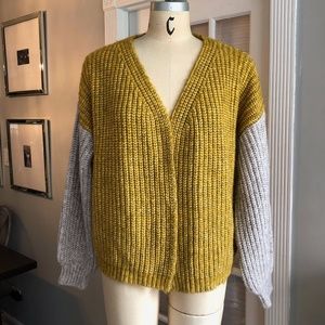 Madewell Gold and Gray Chunky Cardigan